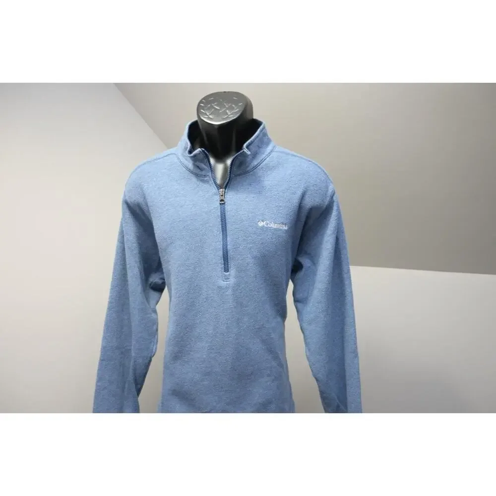 Columbia 1/4 Zip Fleece Jacket Cotton Poly Blend Camp‎ Sweater Blue Mens Sz XL